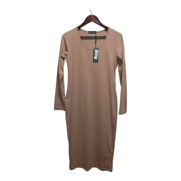 NWT Maternity Chocolate brown Minimalist dress by Pretty Little Thing. Size 8 - Picture 2 of 5